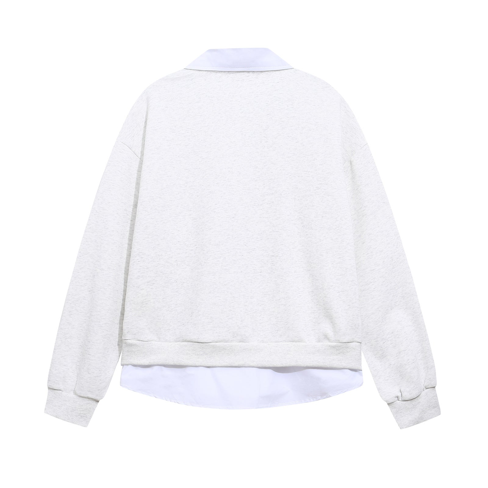 Retro Fun Cartoon Print Spliced Mock Two-Piece Polo Neck Sweatshirt Unisex Casual Top